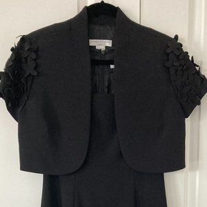 Simple Black Suit with Adorned Flora Applique Sleeves